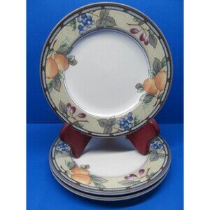 Mikasa Intaglio Garden Harvest Set of 3 True Bread Plates 6 3/4" EUC